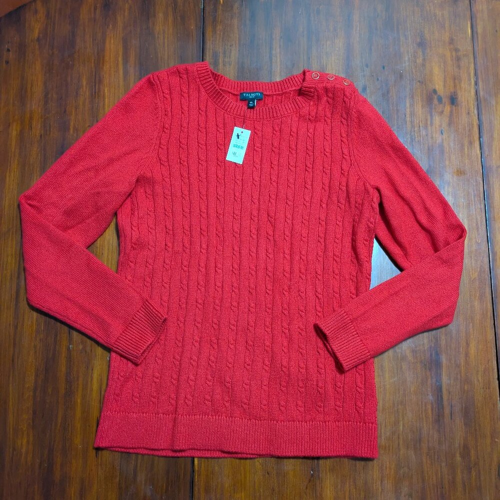 Talbots Red Sweater with Button Detail (Size Medium Petite)